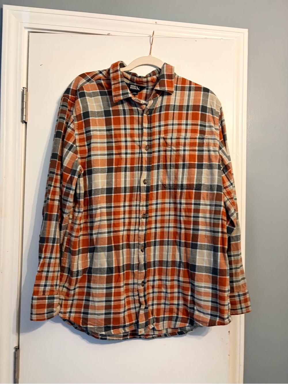 Eddie Bauer Orange Plaid Button-Up Shirt